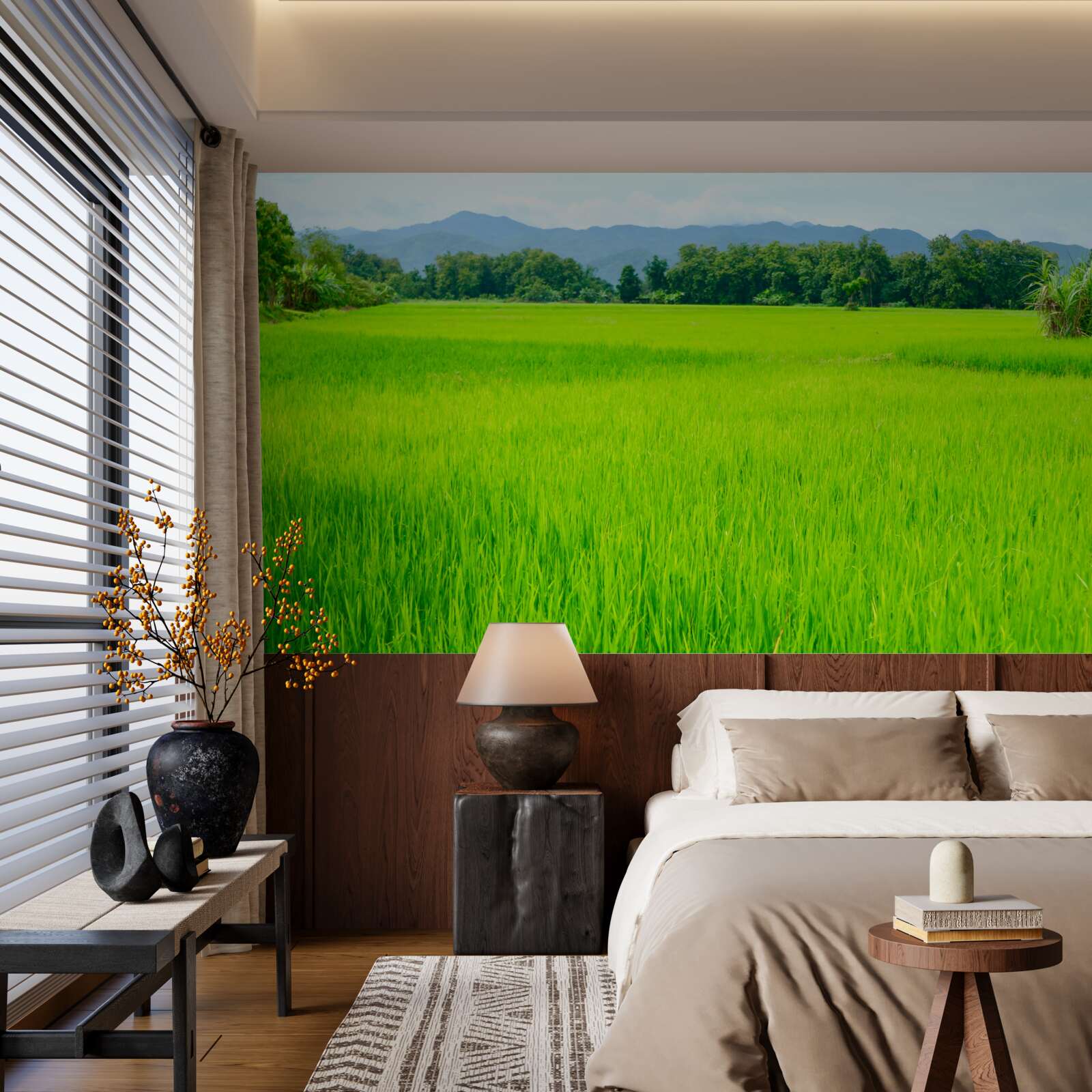 Fototapeta Łąka porośnięta zielenią w górach