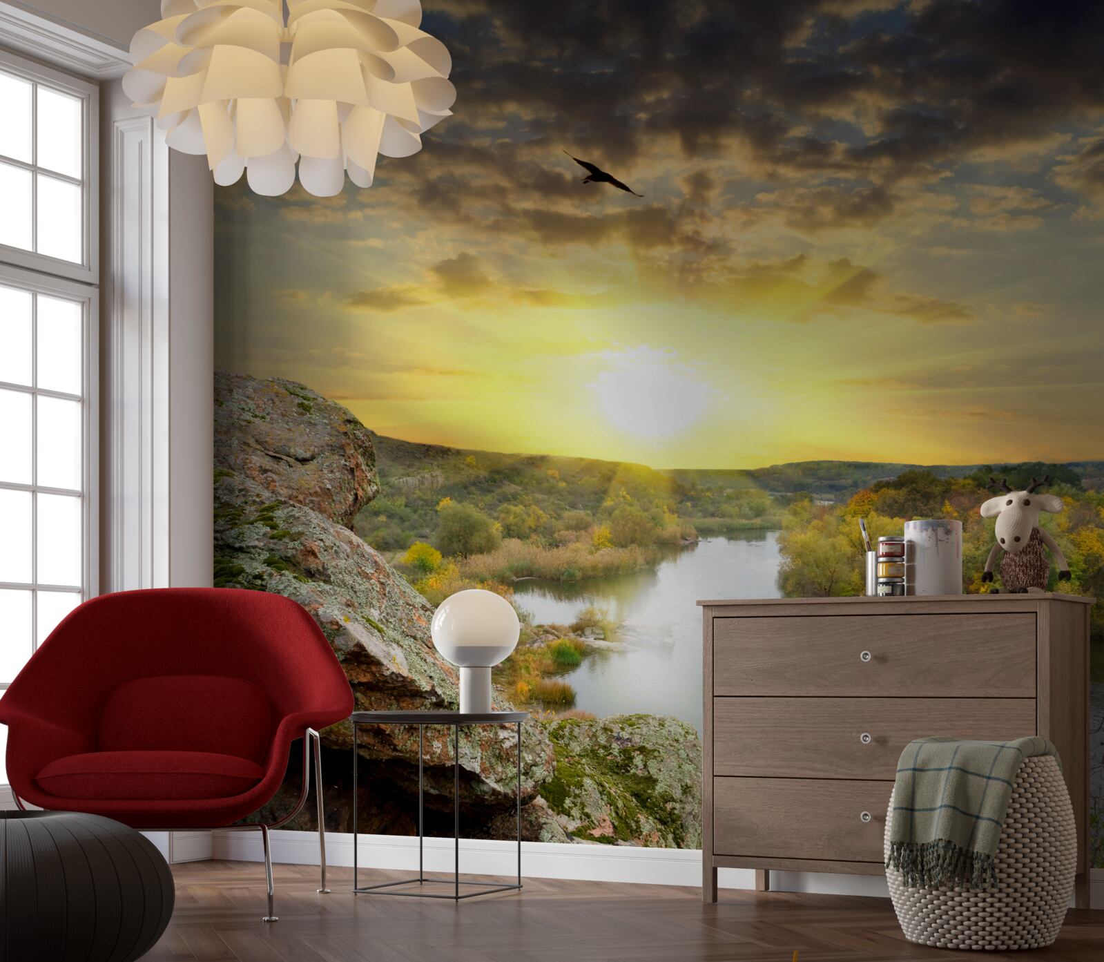 Fototapeta jesienne słońce przechodzi w chłodny zachód słońca