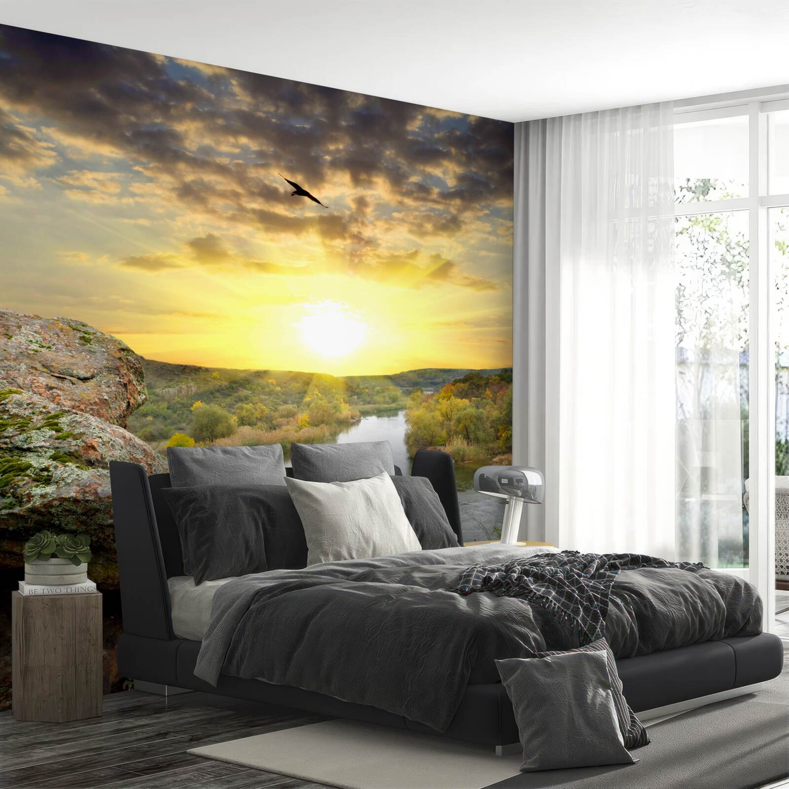 Fototapeta jesienne słońce przechodzi w chłodny zachód słońca