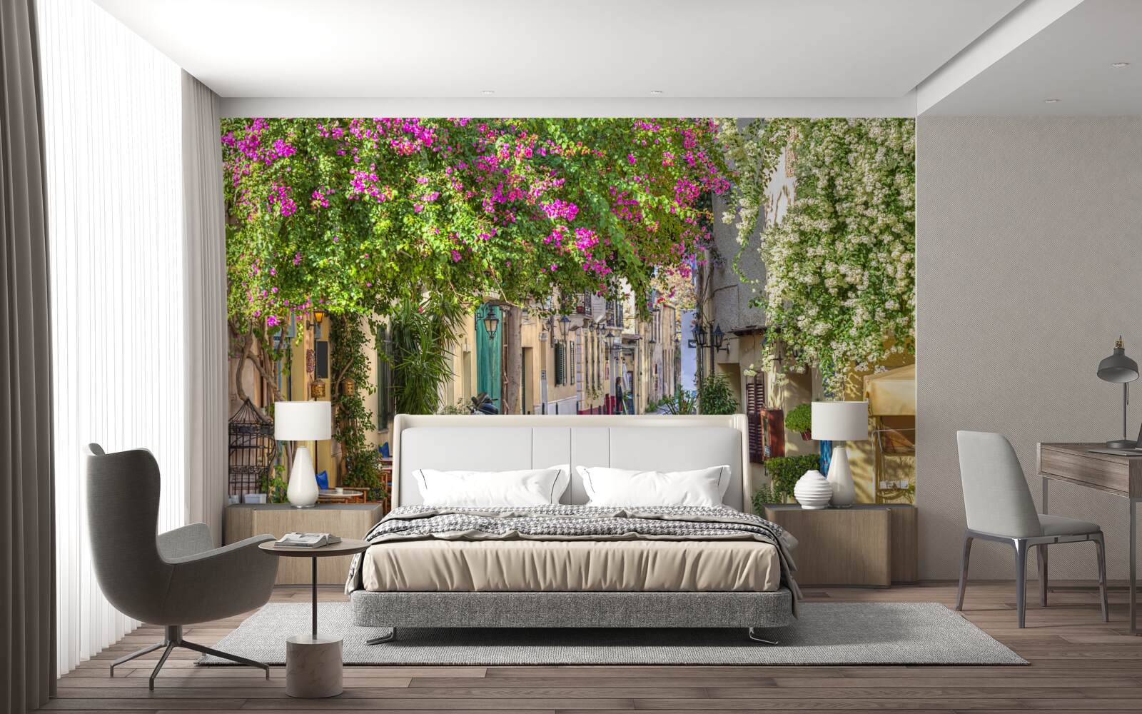 Fototapeta ulica pieściona malowniczą zielenią umiejętnie tworzy atmosferę komfortu