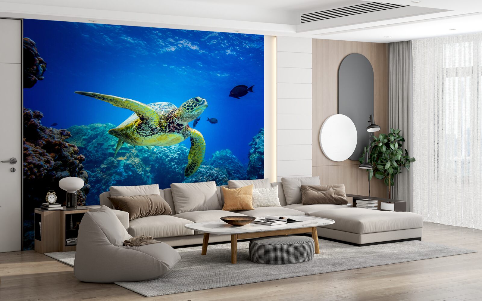 Fototapeta Żółw w błękitnych głębinach morskich