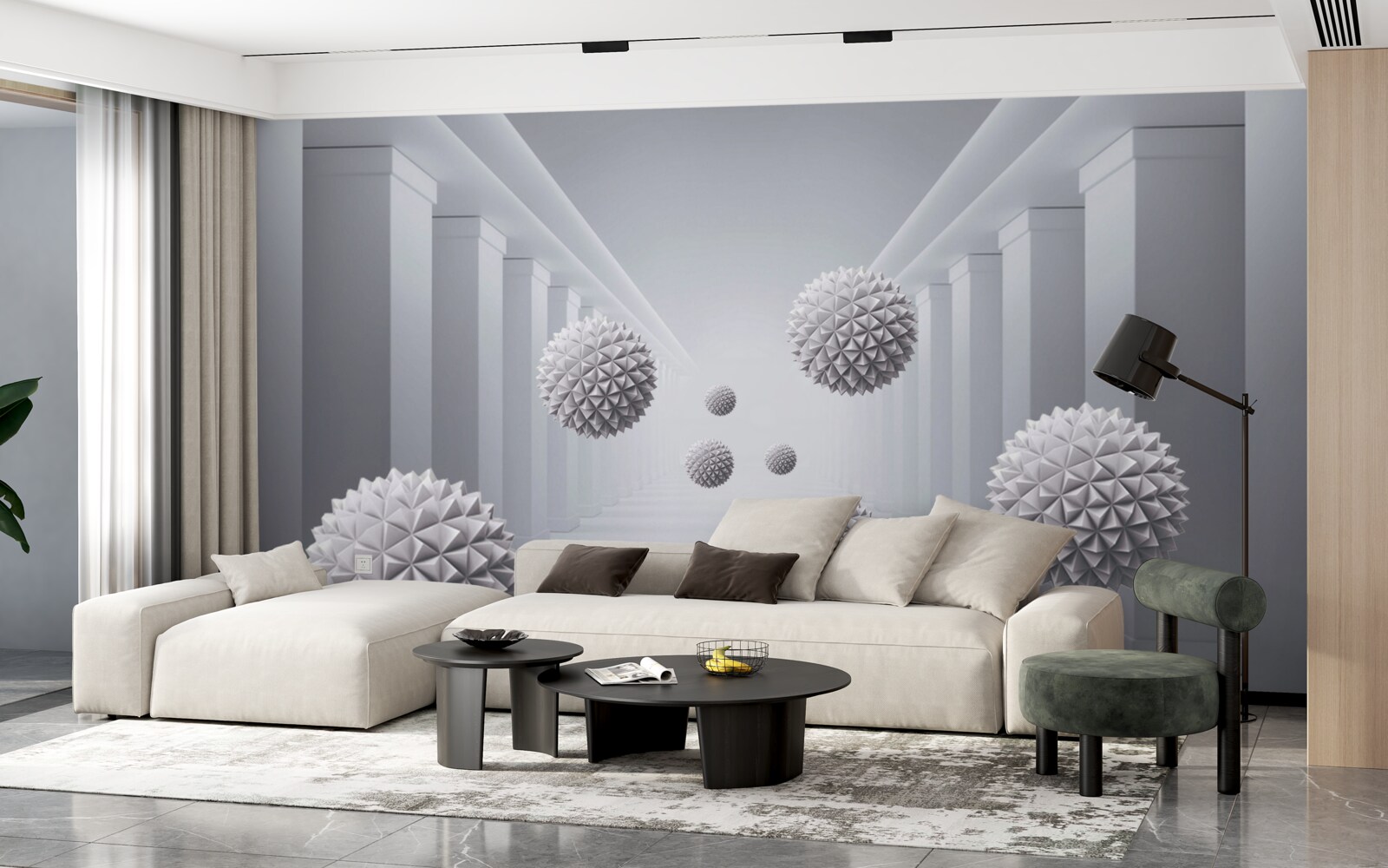 Fototapeta kule znikają w niekończącym się korytarzu