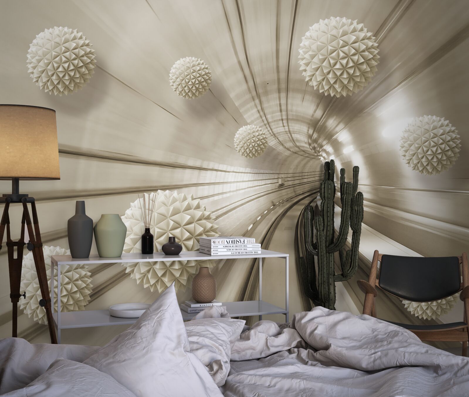 Fototapeta jasnobrązowe kule w przejściu