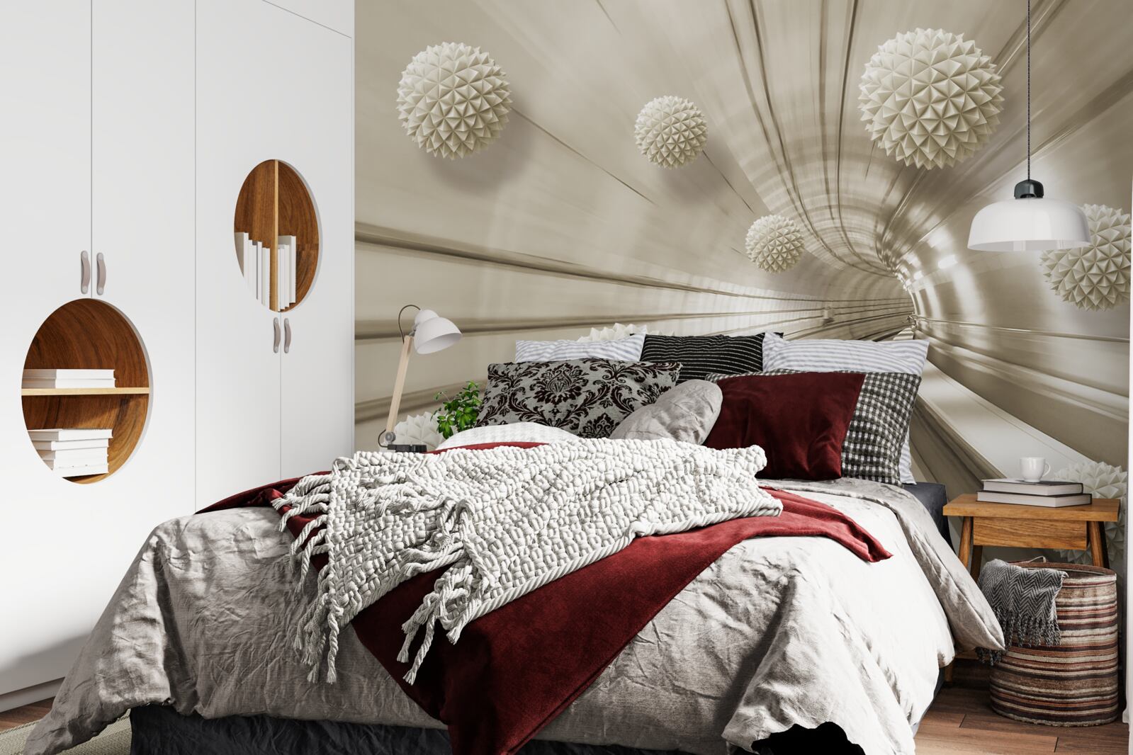 Fototapeta jasnobrązowe kule w przejściu