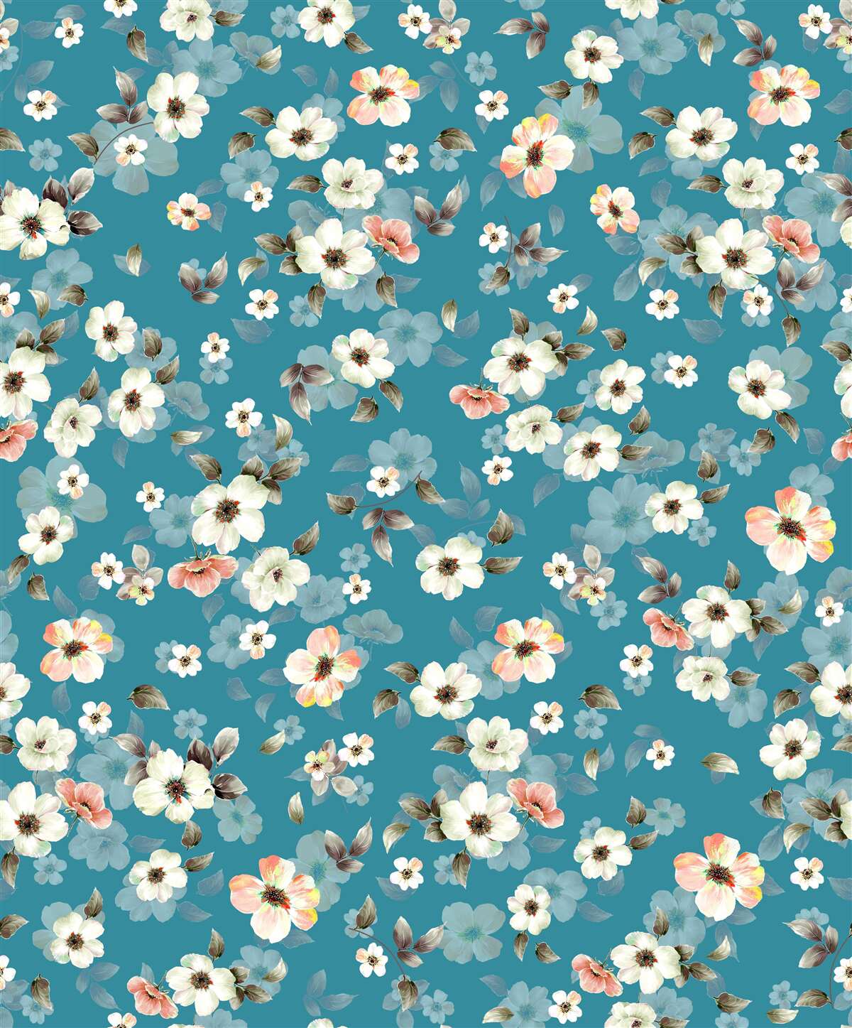 Fototapeta małe kwiaty na niebieskiej podstawie