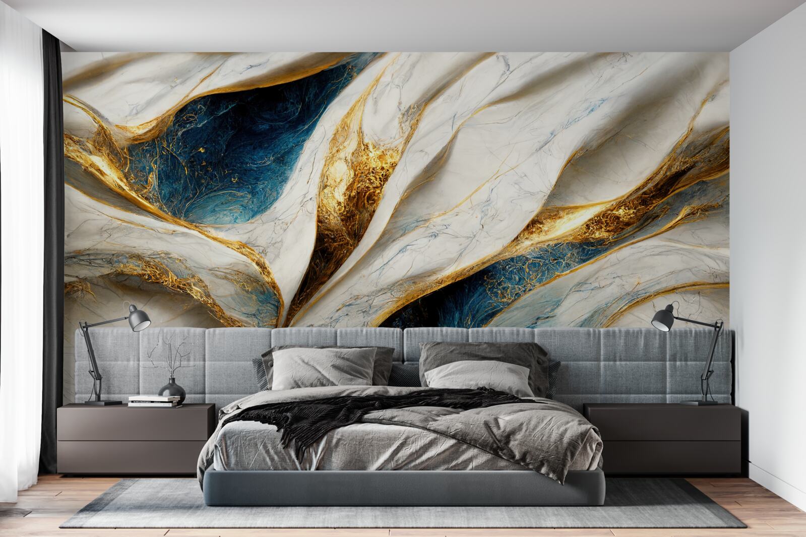 Fototapeta ekskluzywny śnieżnobiały marmur ze złoceniem