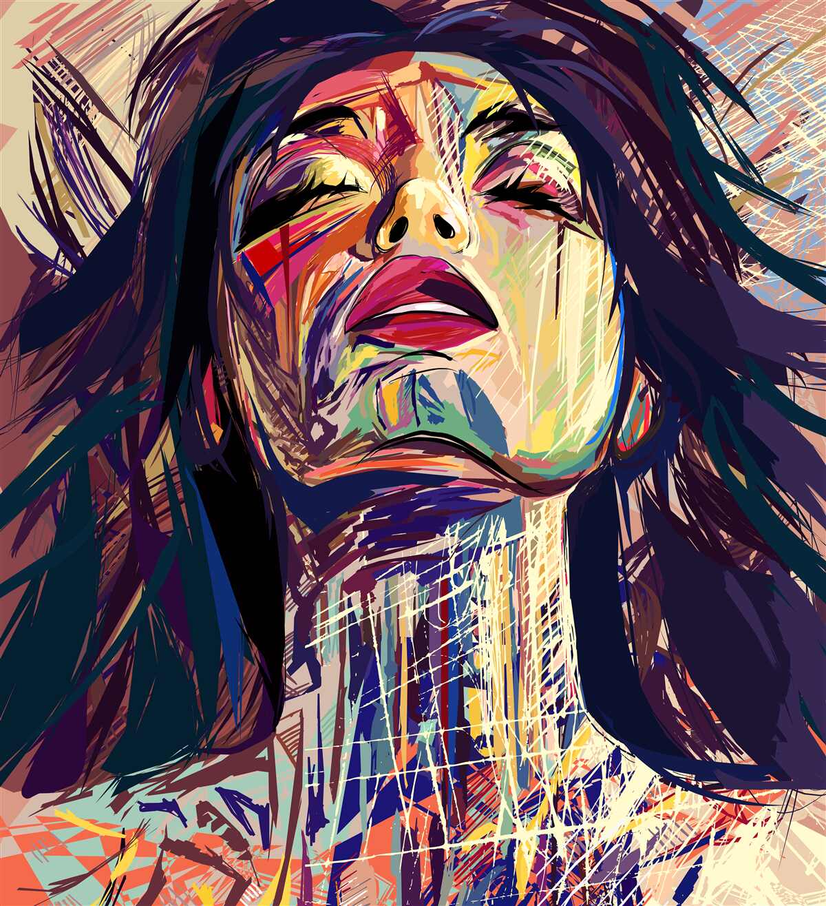 Fototapeta dziewczyna na zdjęciu jest całkowicie pokryta farbą