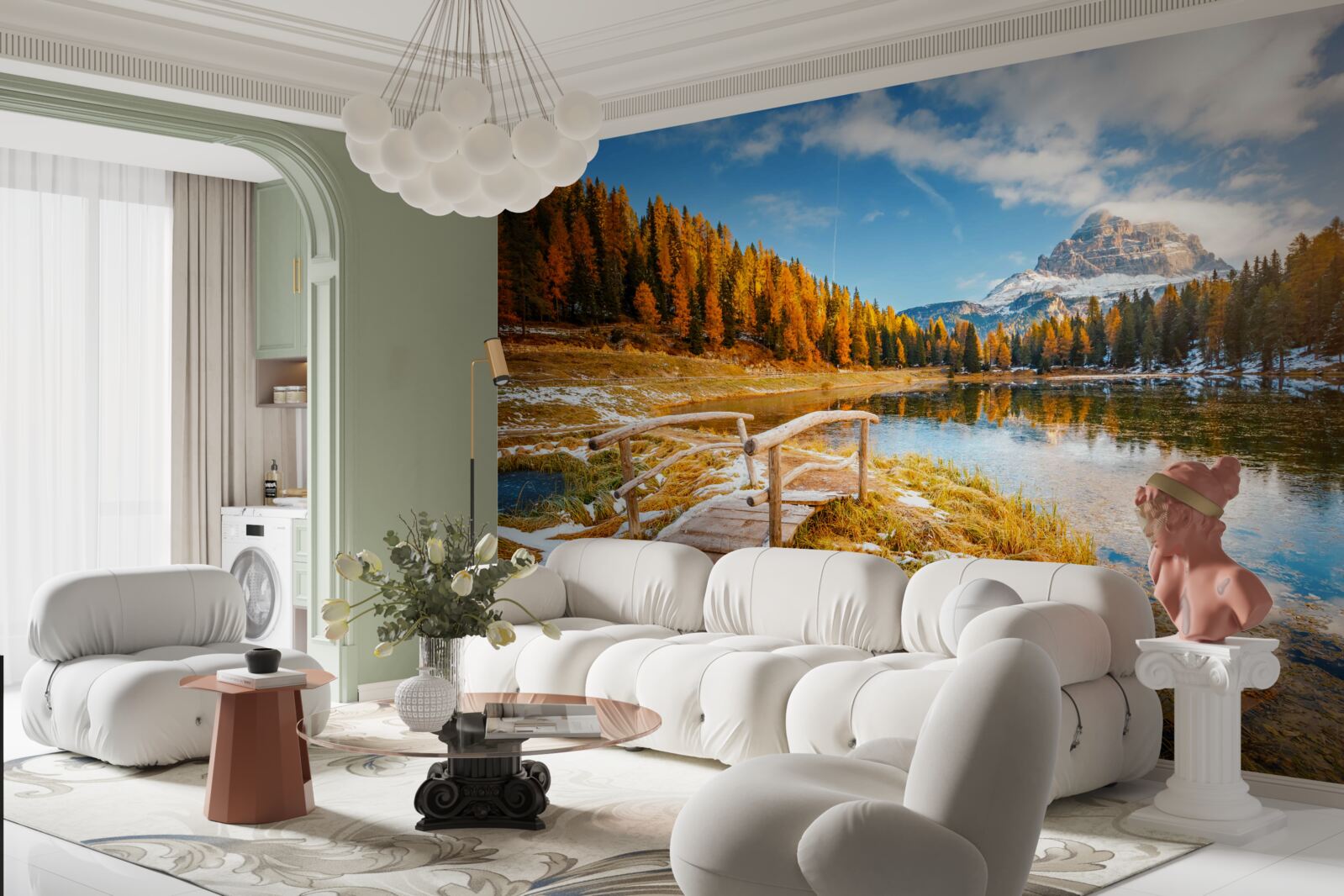 Fototapeta jesienny krajobraz z górą na horyzoncie