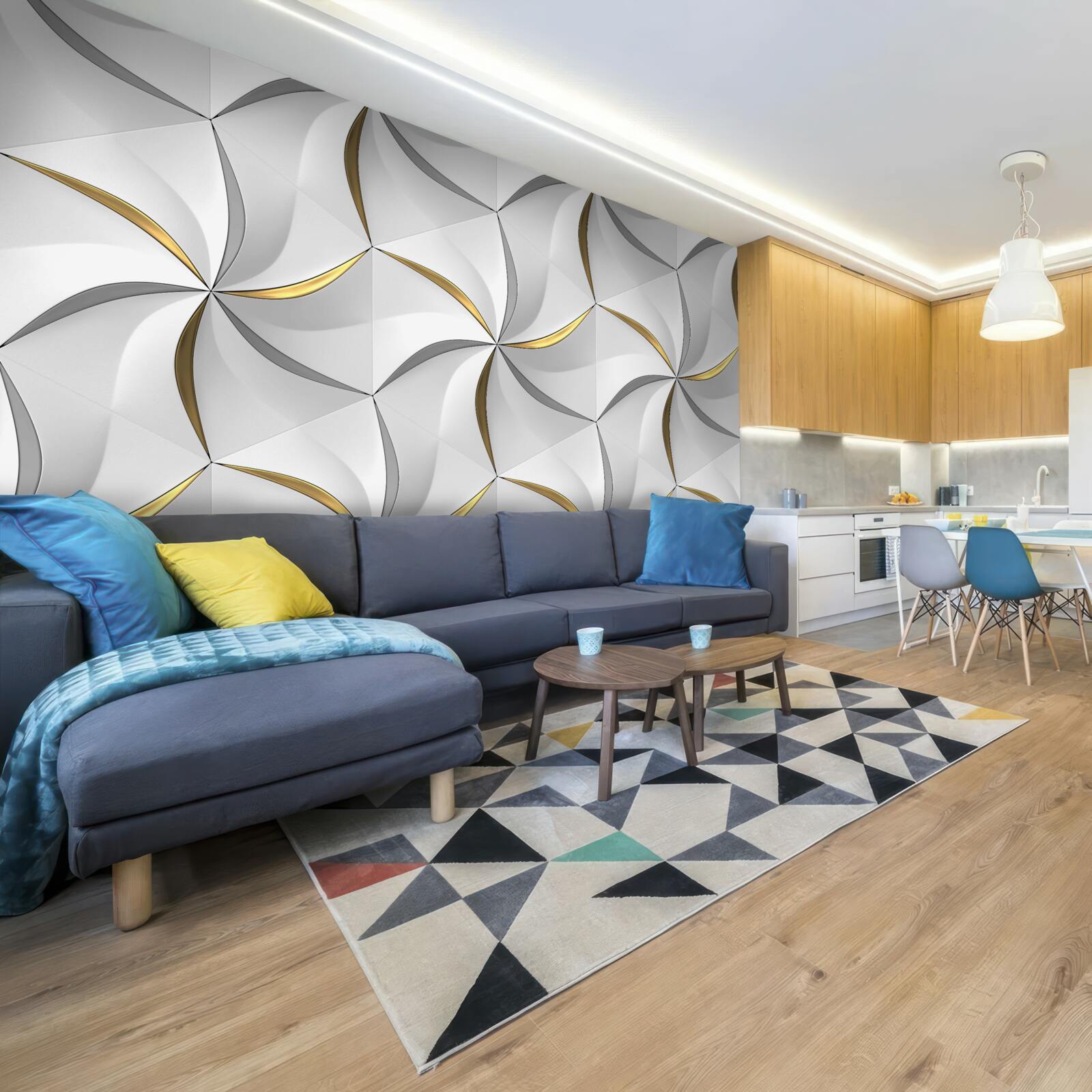 Fototapeta wiry szarości i złota na białym tle