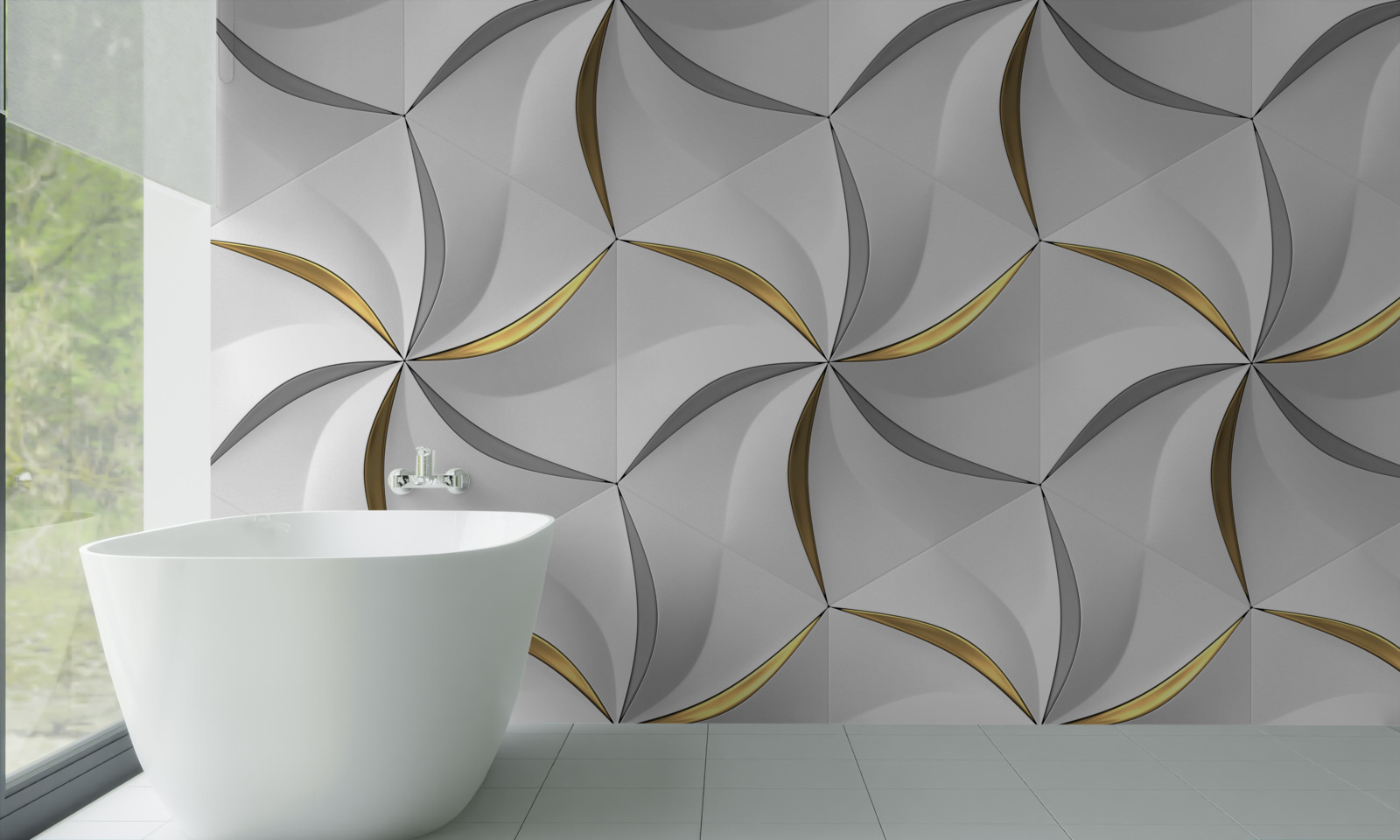 Fototapeta wiry szarości i złota na białym tle