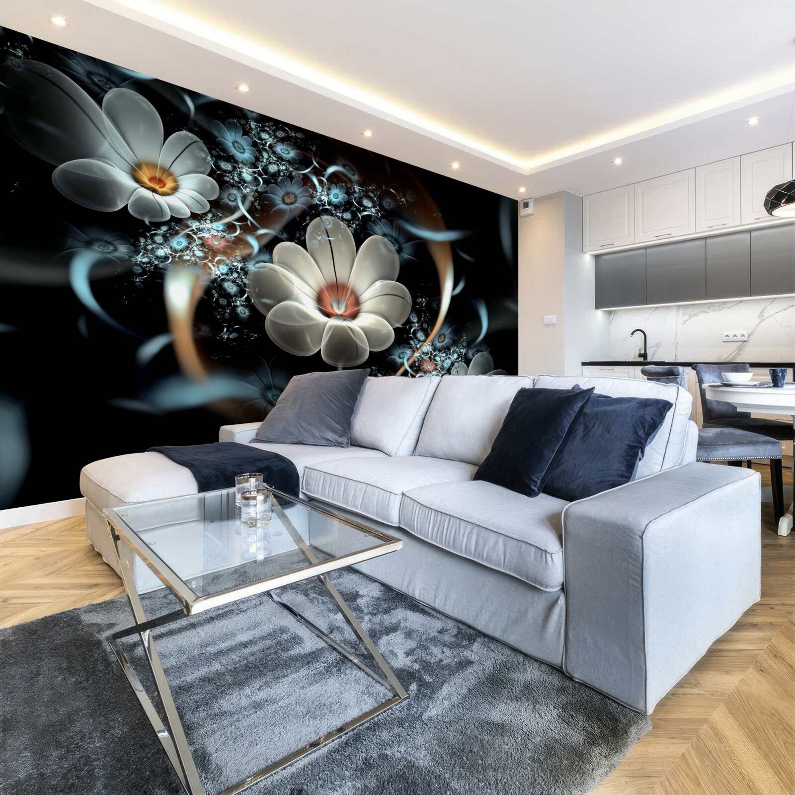 Fototapeta duże kwiaty są białe