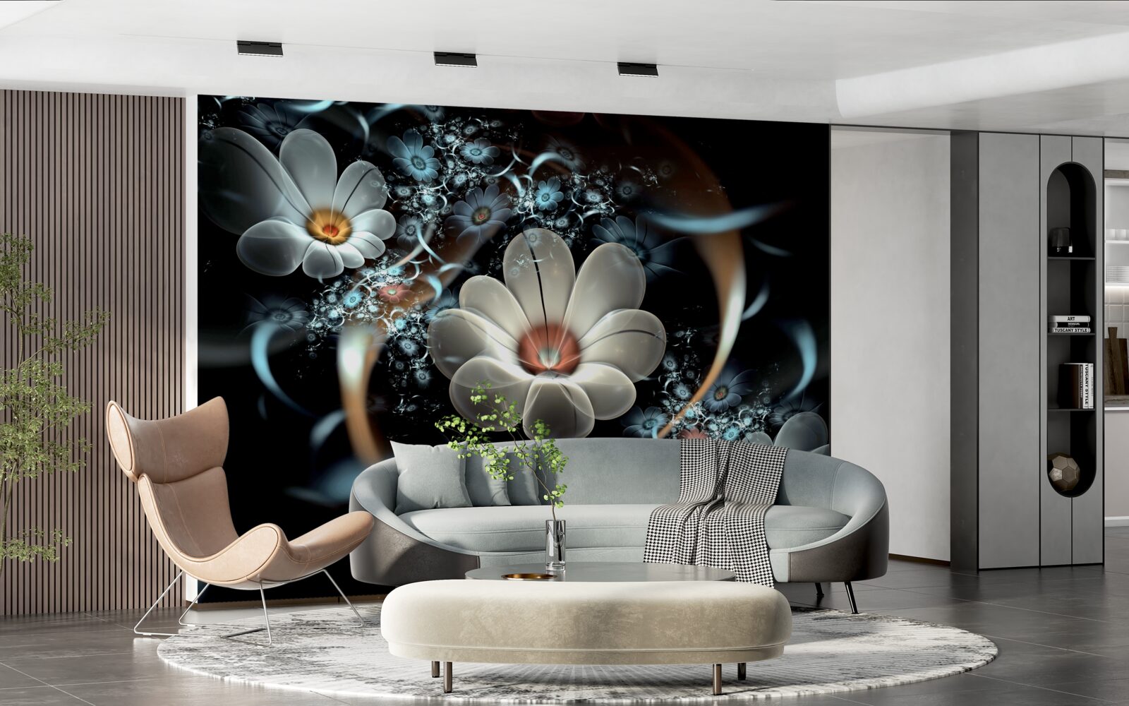 Fototapeta duże kwiaty są białe