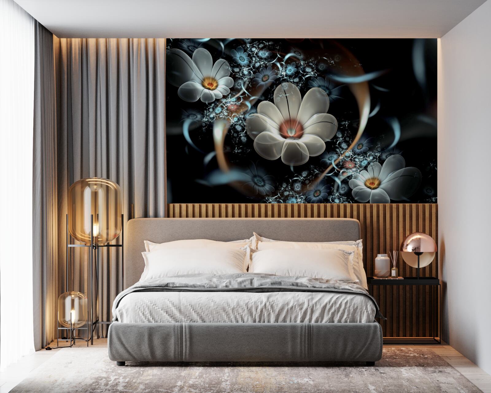 Fototapeta duże kwiaty są białe