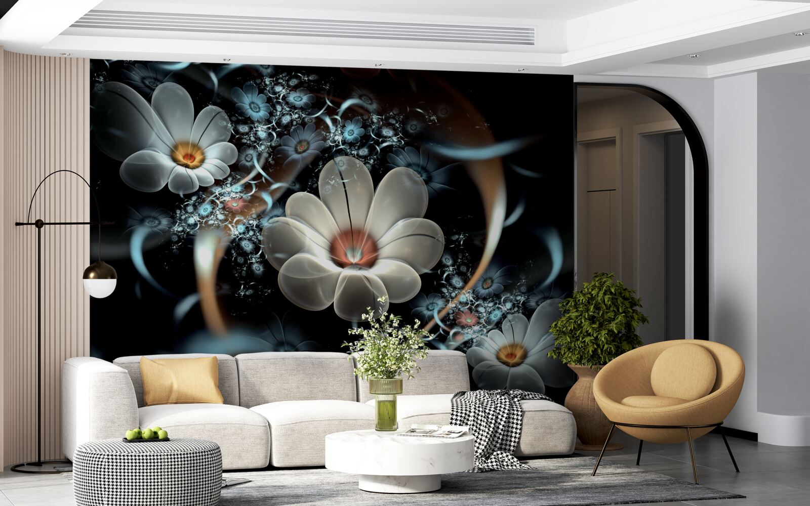 Fototapeta duże kwiaty są białe