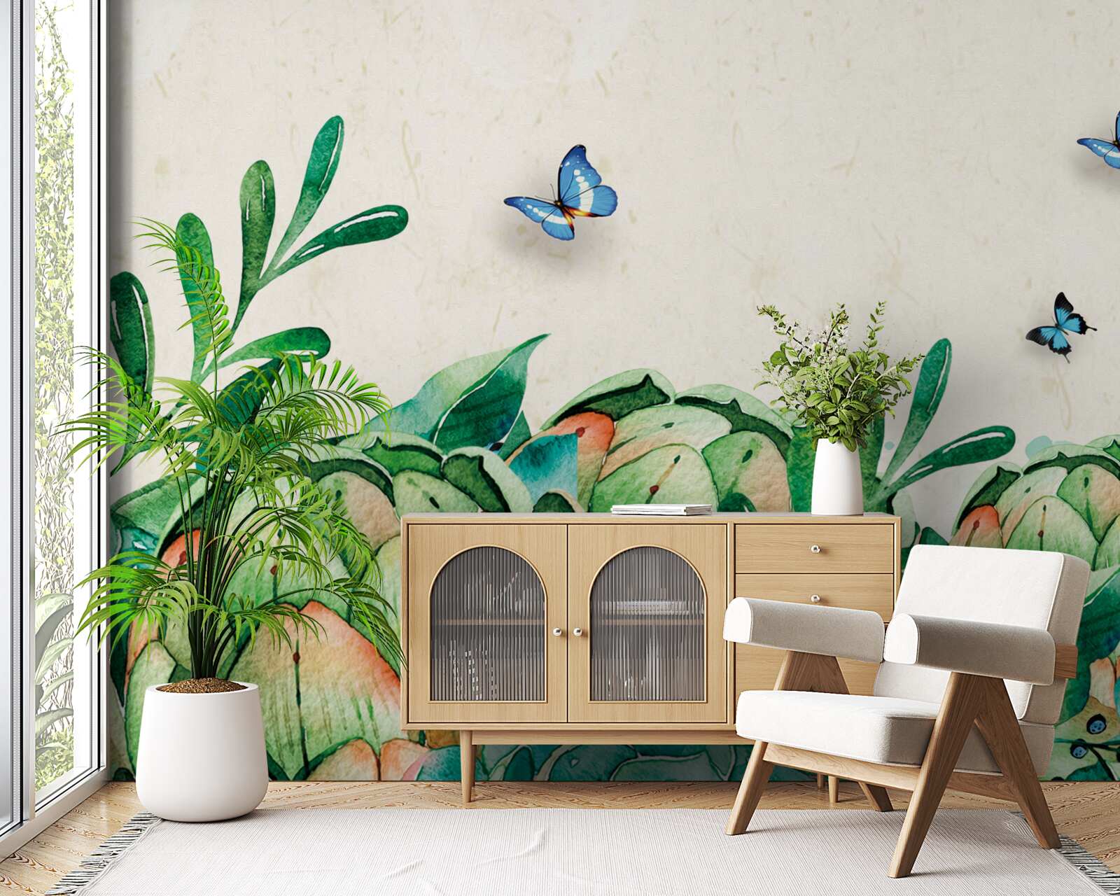 Fototapeta motyle i rośliny