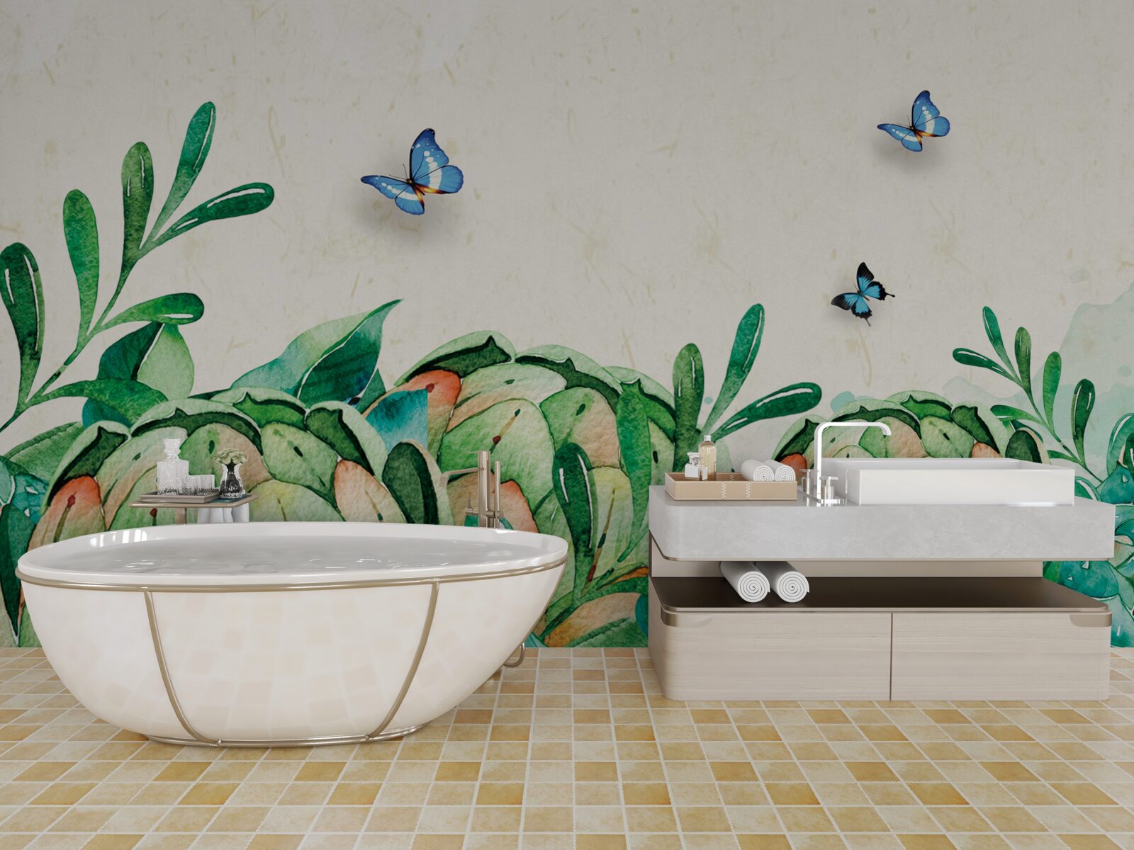 Fototapeta motyle i rośliny