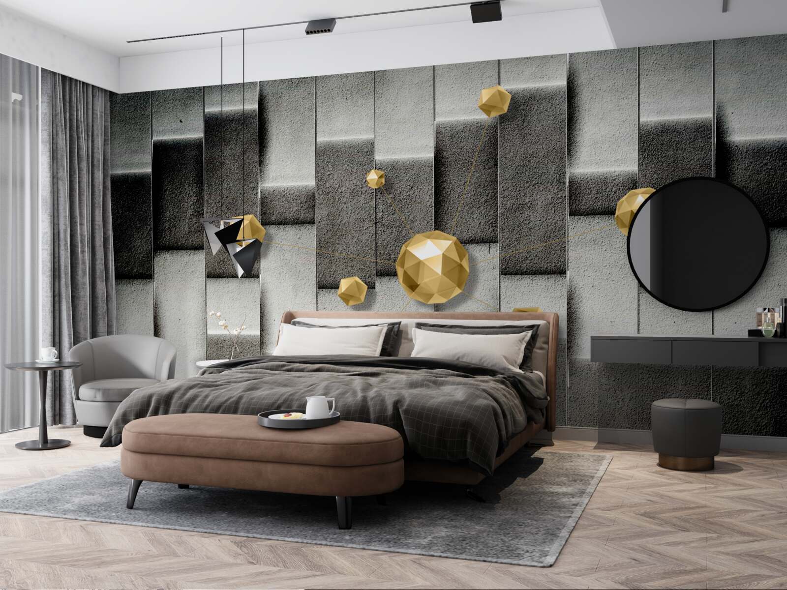 Fototapeta wolumetryczne złote figury