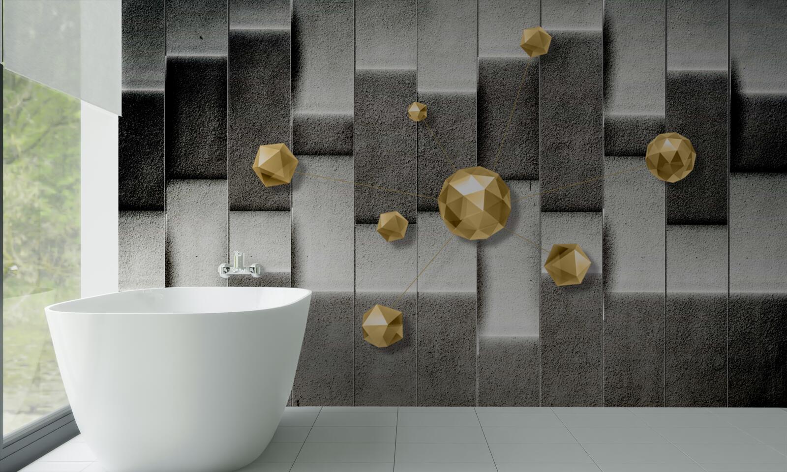 Fototapeta wolumetryczne złote figury