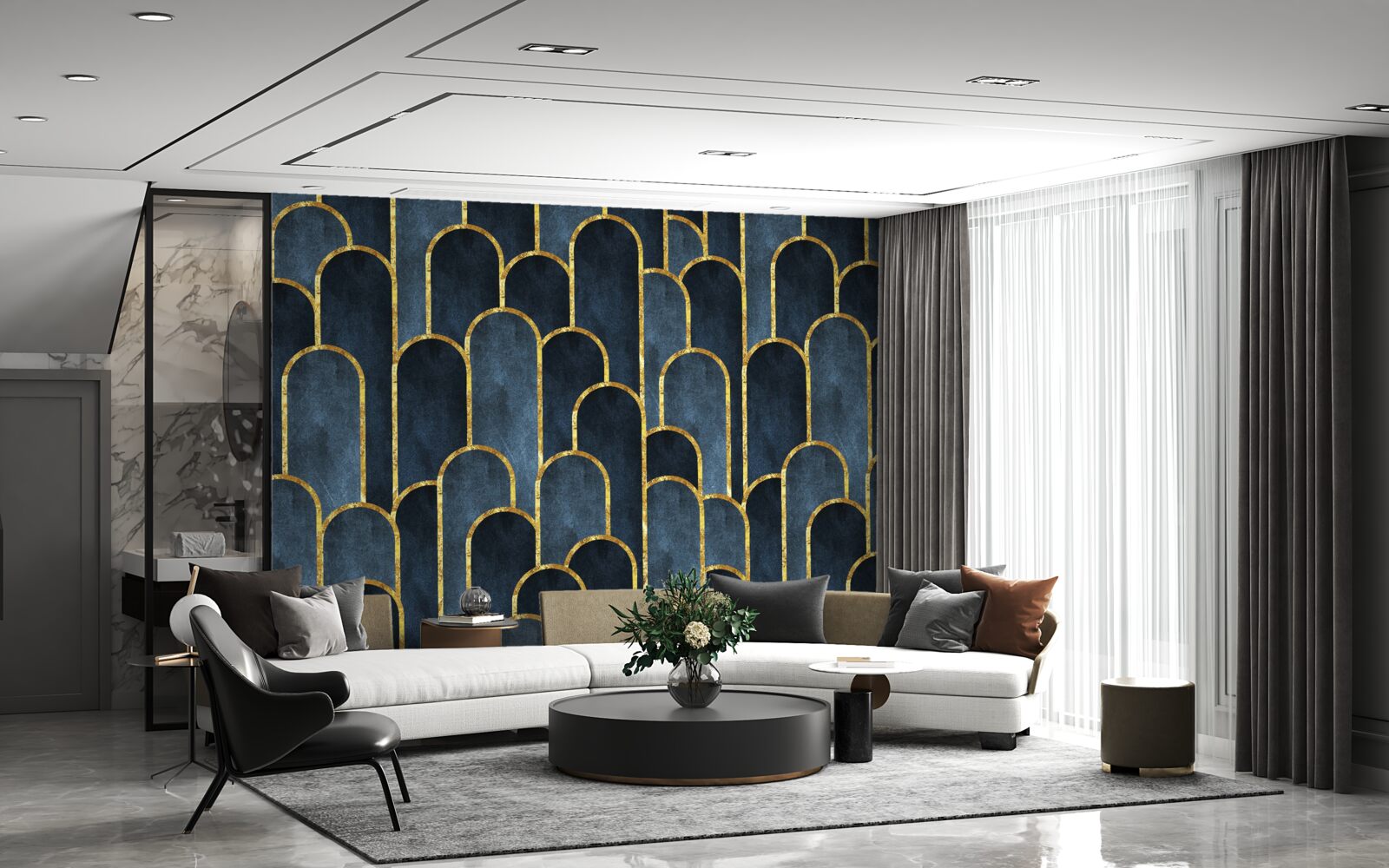 Fototapeta złote akcenty na czarnych, zwiewnych topach