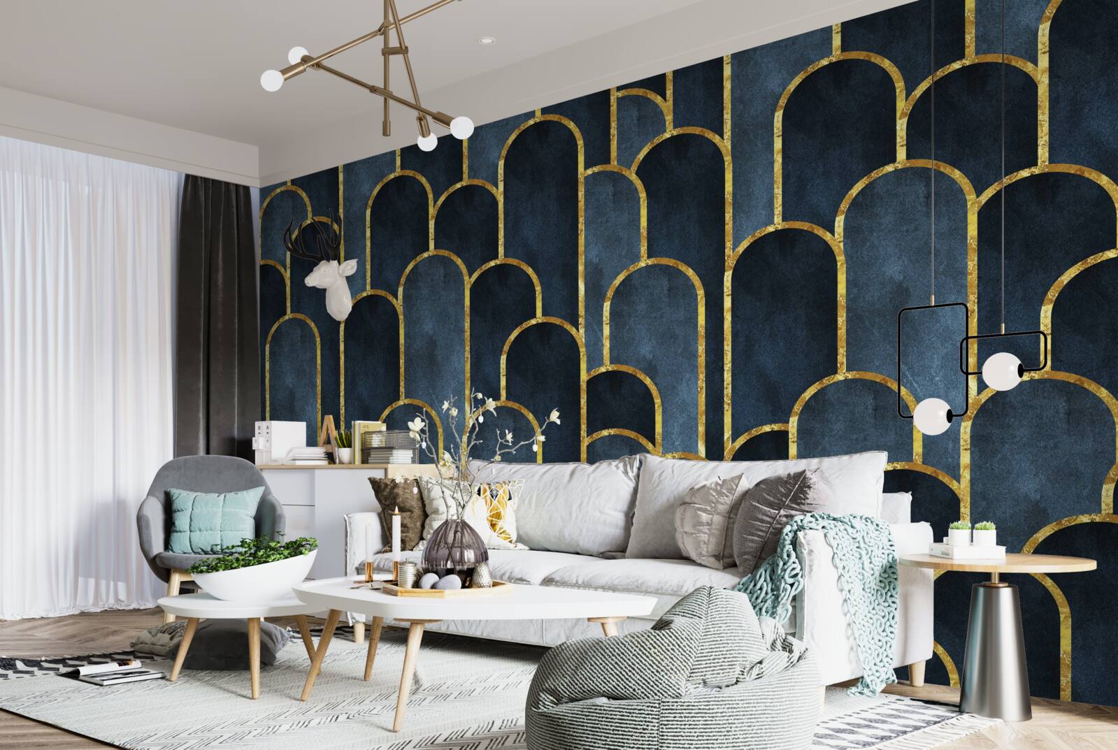 Fototapeta złote akcenty na czarnych, zwiewnych topach