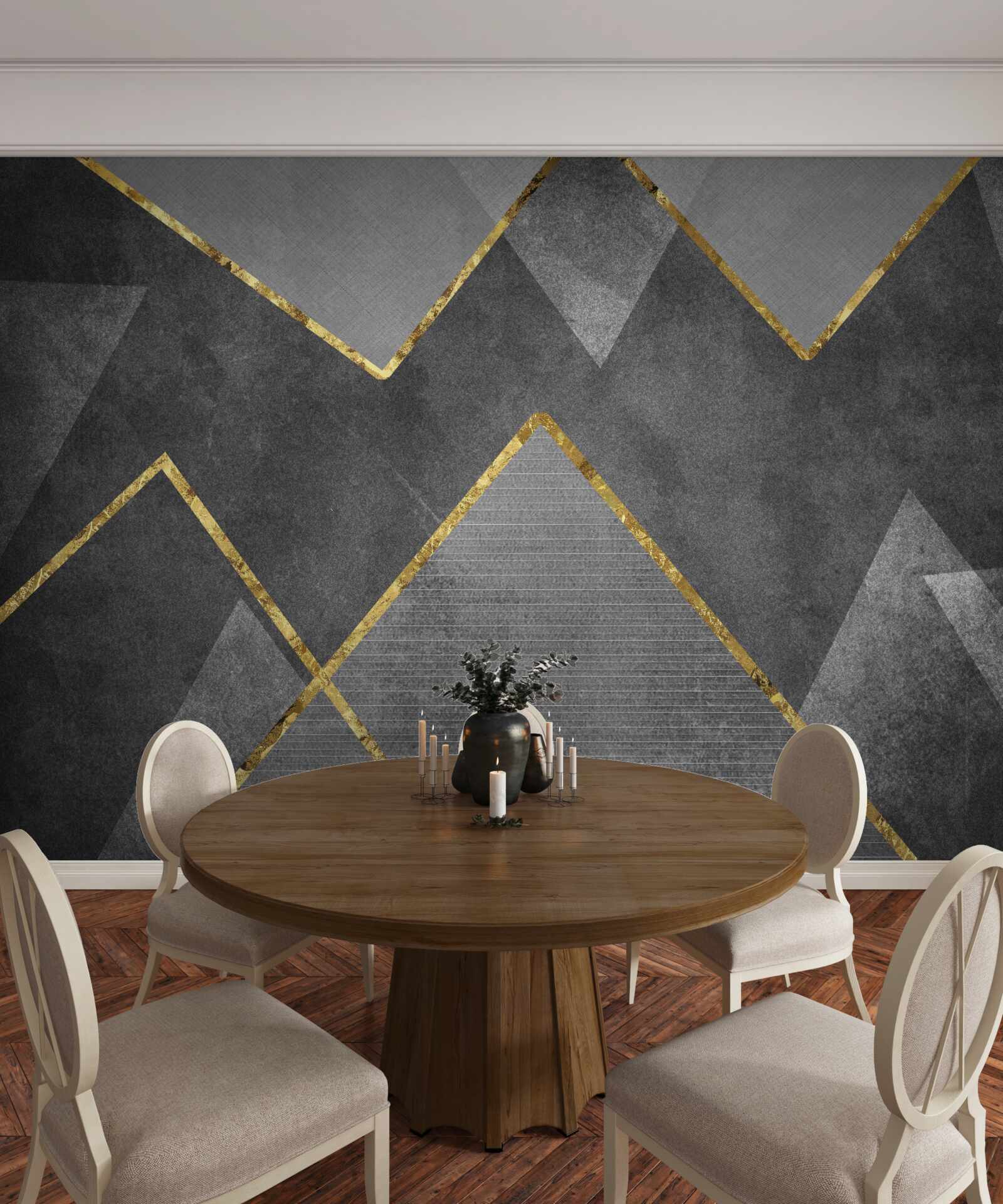 Fototapeta złote i czarno-białe zygzaki