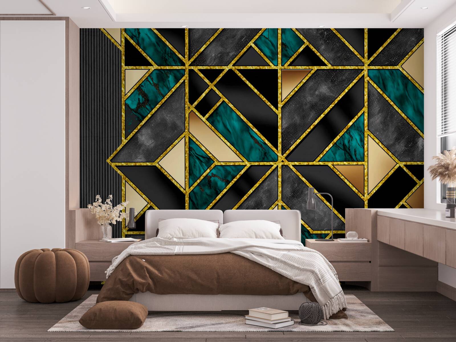 Fototapeta tło w geometrycznym stylu w szaro-turkusowym odcieniu