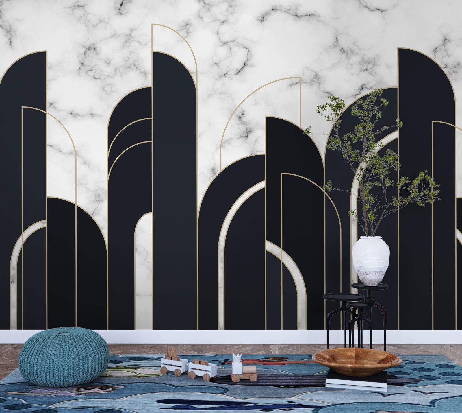 Fototapeta pionowe czarne linie na szarym ekranie powitalnym