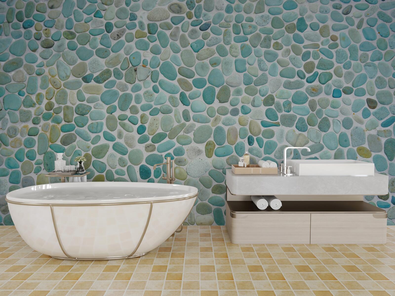 Fototapeta niebieskie kamienie morza