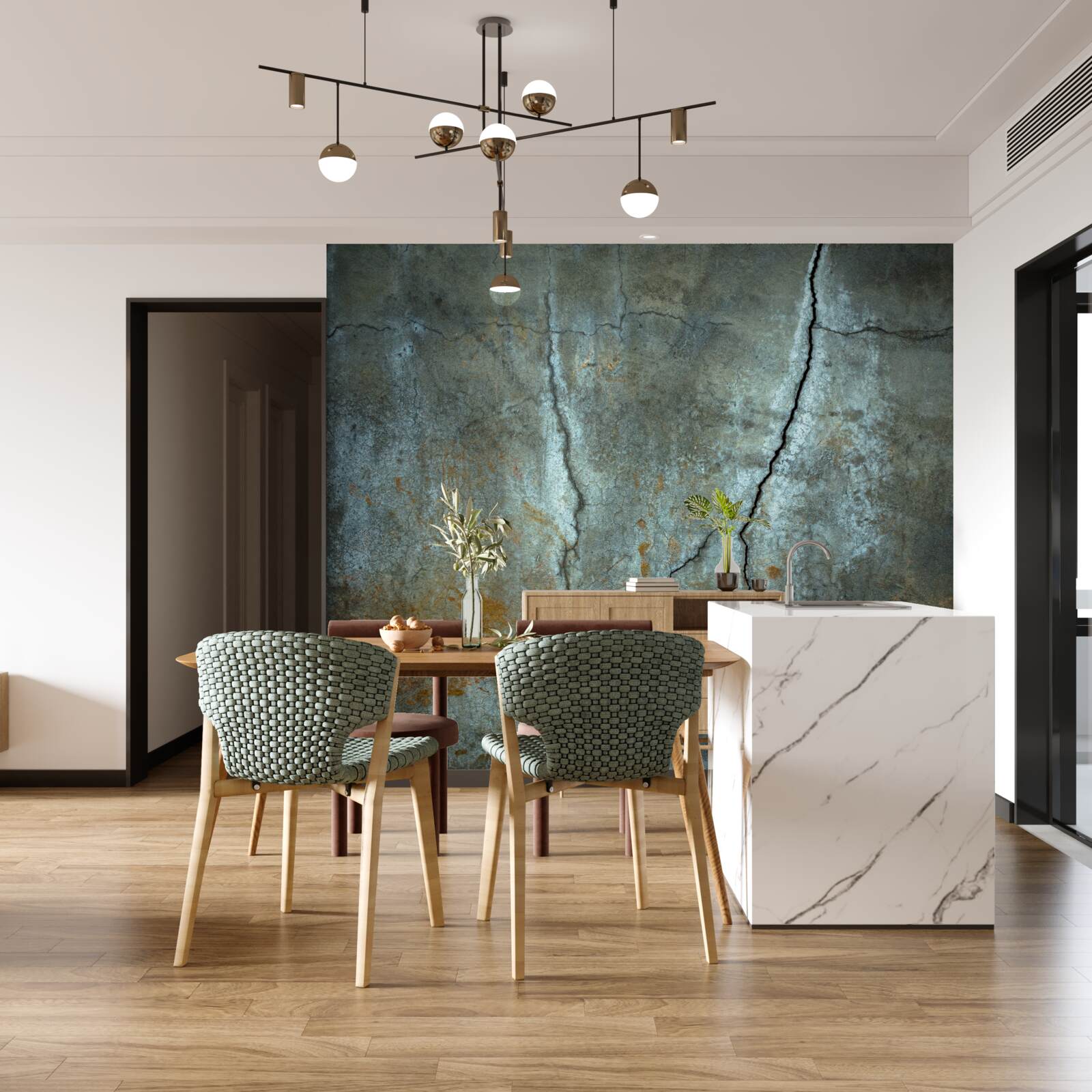 Fototapeta błyskawica rozbłysła nad zalesionym terenem