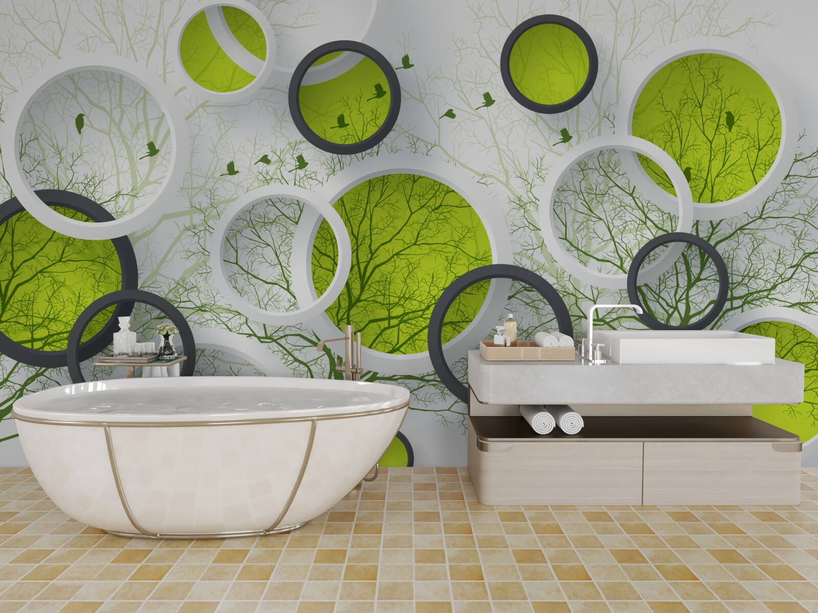 Fototapeta abstrakcyjne koła wypełnione drzewami