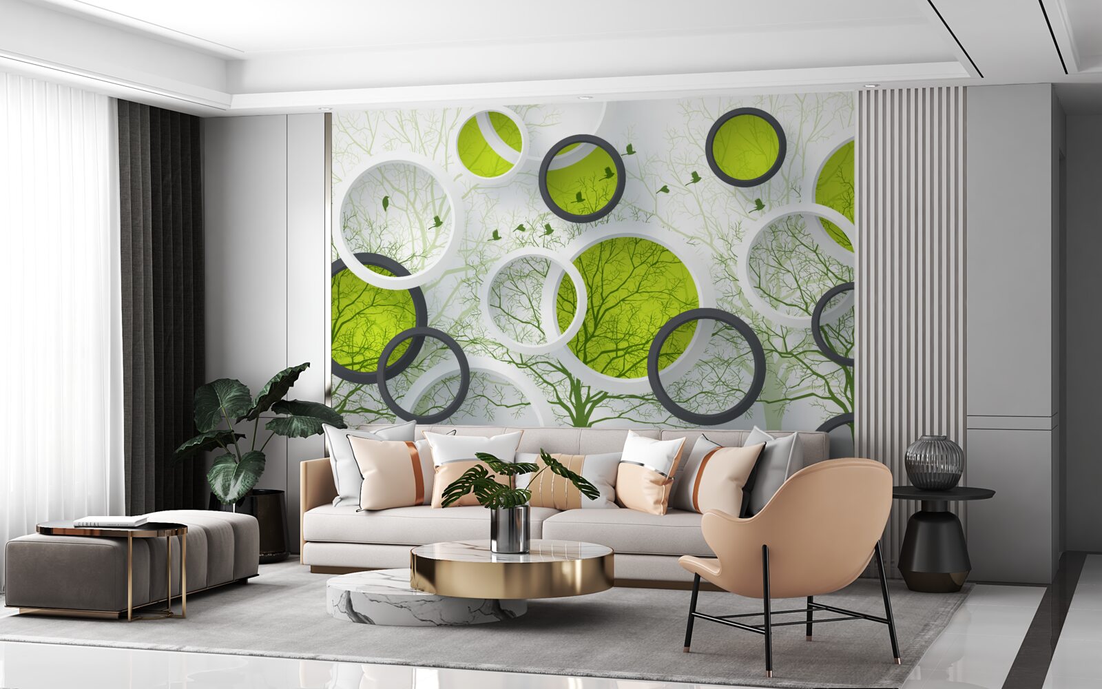 Fototapeta abstrakcyjne koła wypełnione drzewami