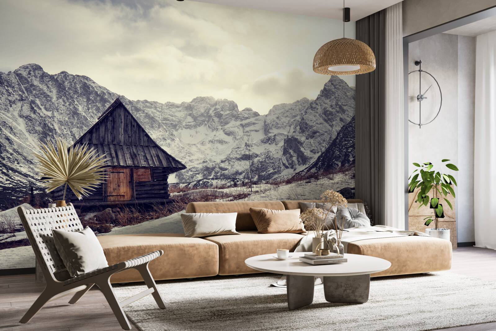 Fototapeta wygodny dom wśród mroźnych gór