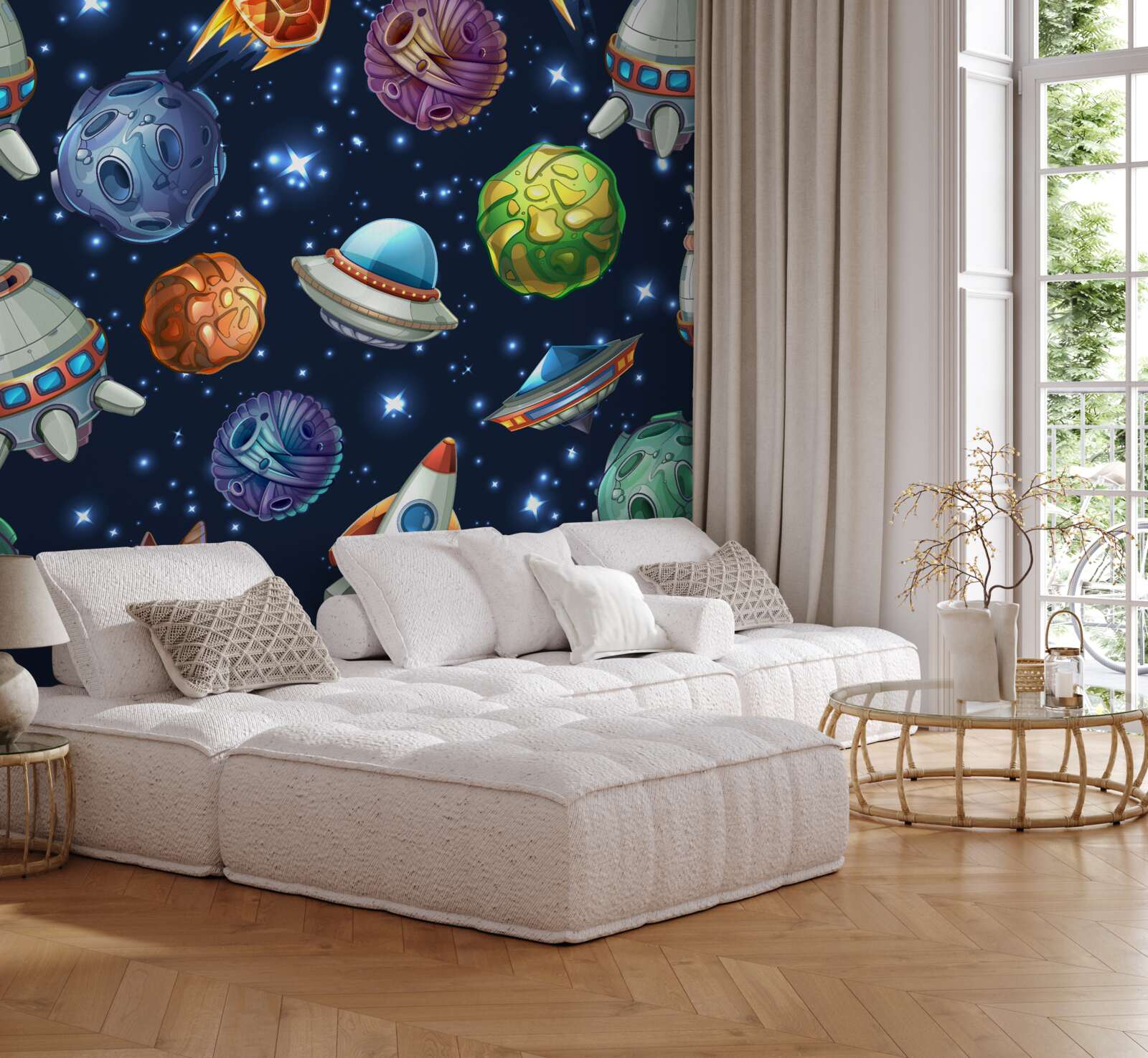 Fototapeta urządzenia lotnicze i komety we wszechświecie