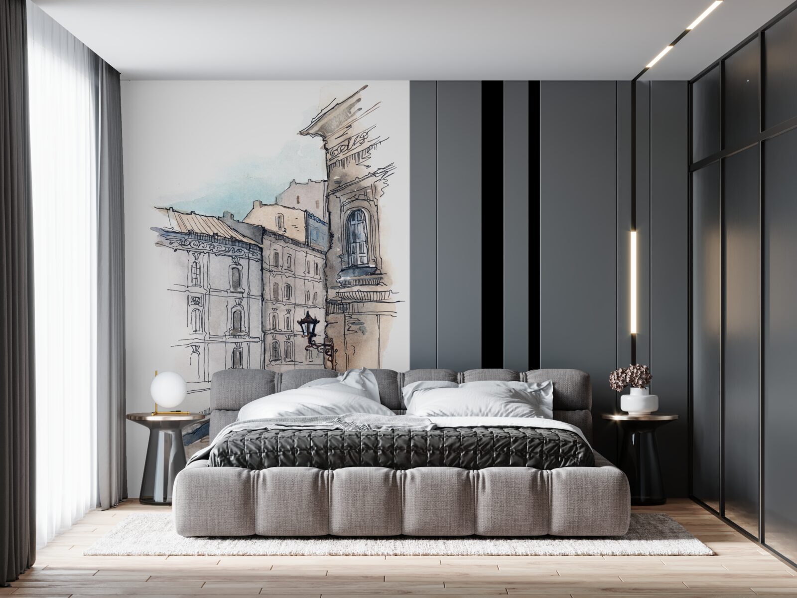 Fototapeta cicha ulica utkana ołówkiem