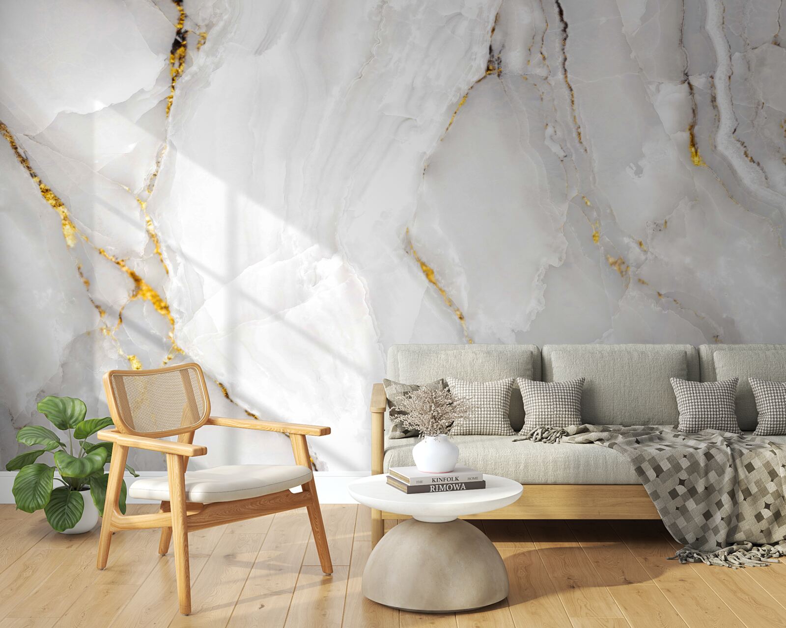 Fototapeta marmur w odcieniach szarości i bieli ze złotymi elementami