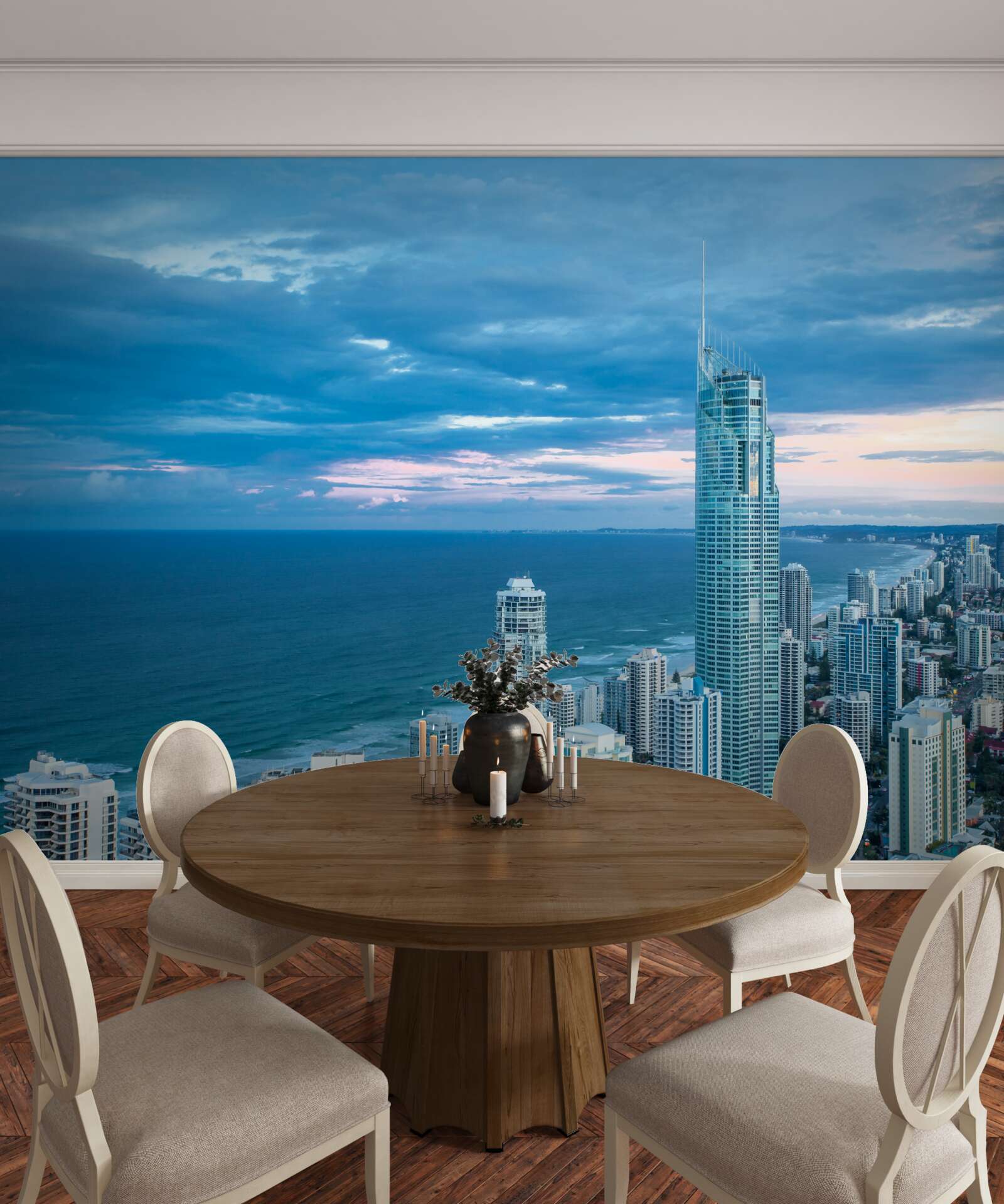 Fototapeta gigantyczne miasto nad brzegiem morza