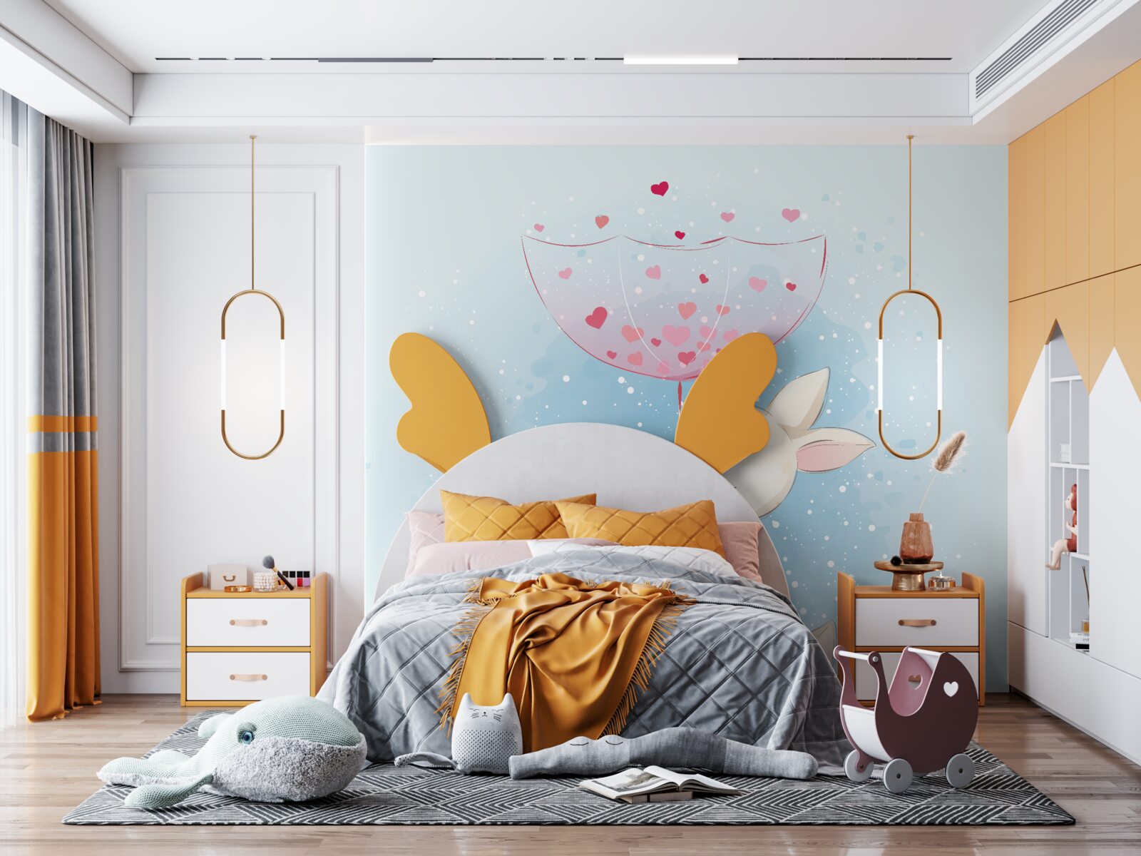 Fototapeta króliczki zakochane w sobie pod parasolką