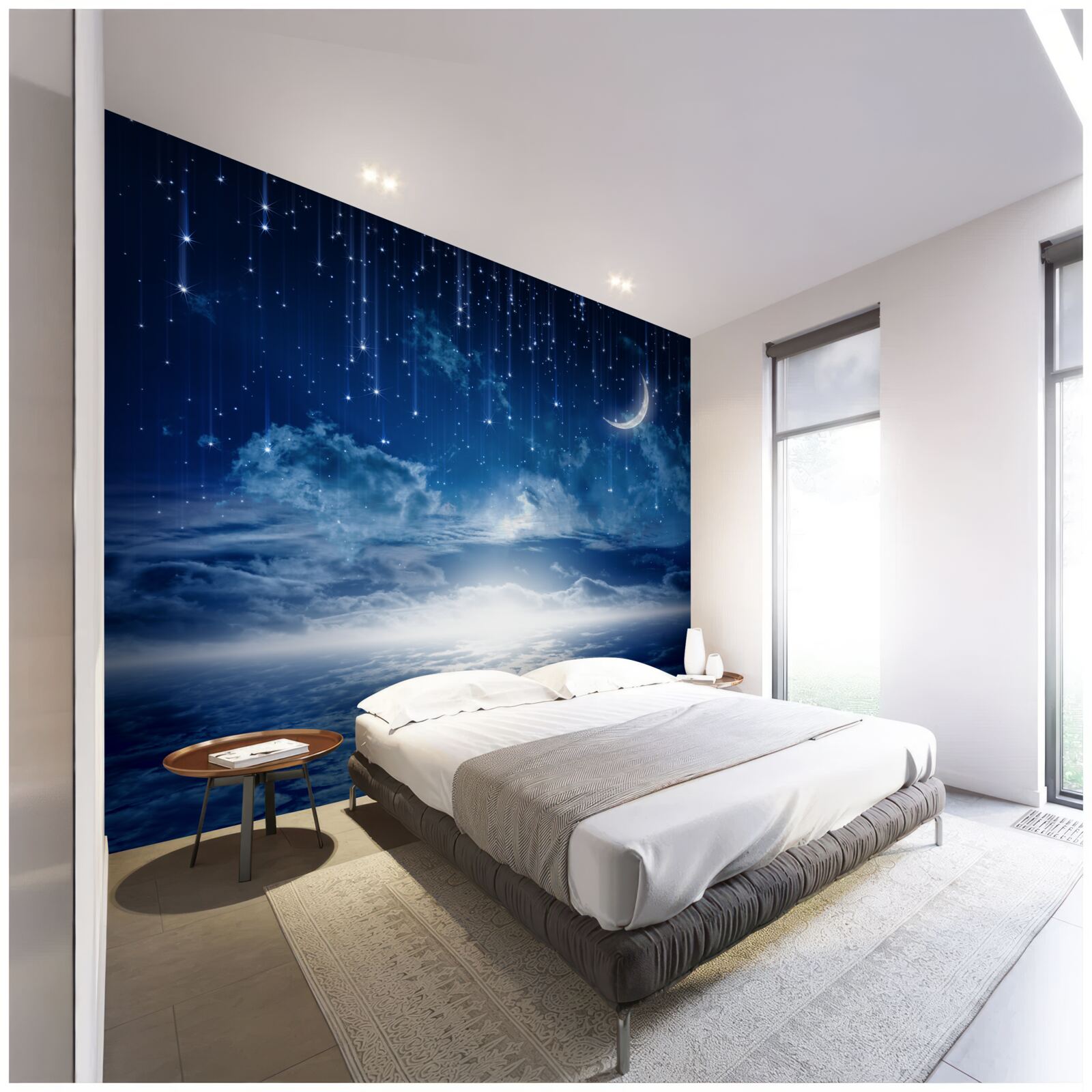 Fototapeta Światło księżyca grające na powierzchni wody oświetla noc jasnymi kolorami