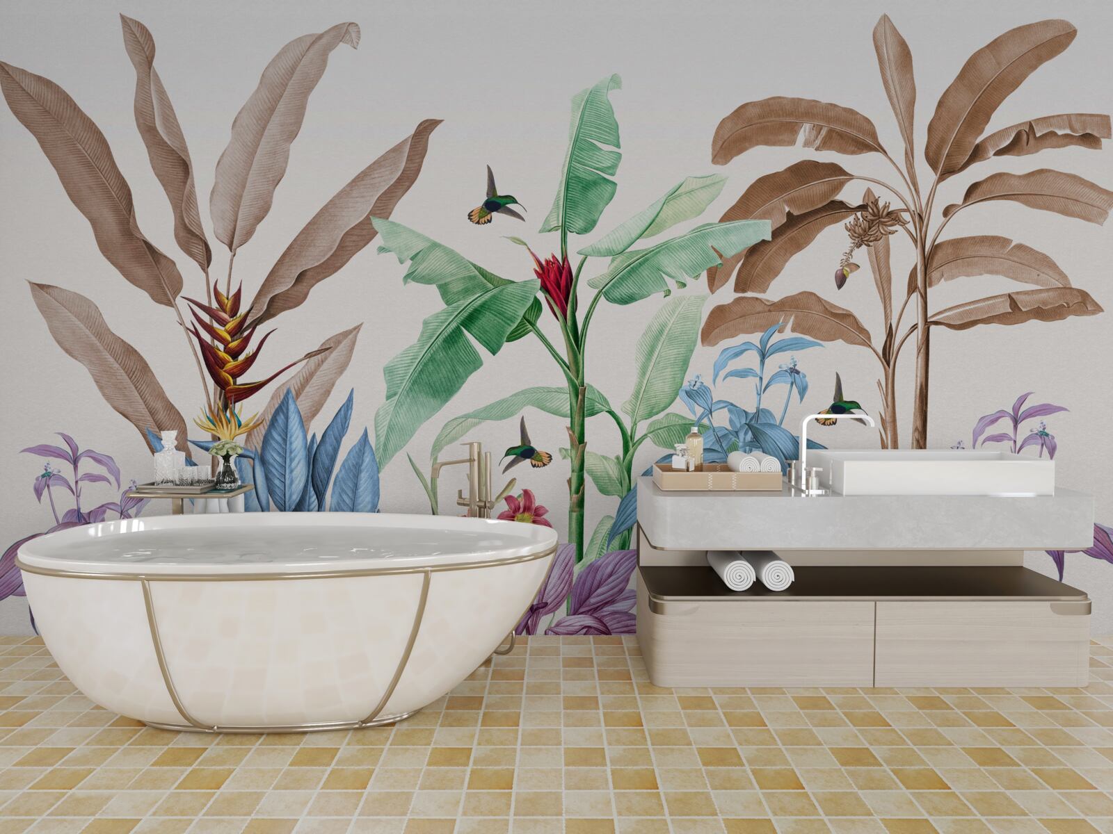 Fototapeta akwarela las tropikalny