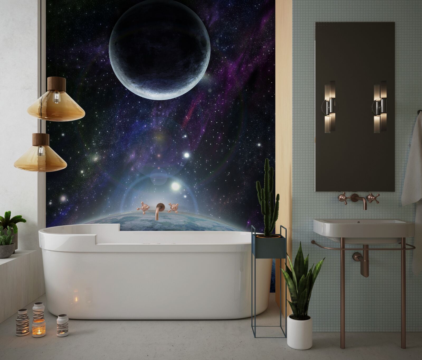 Fototapeta ziemia i księżyc są w kosmosie