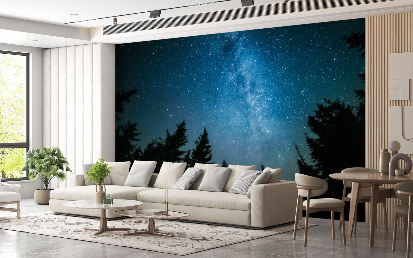 Fototapeta Ścieżka wśród gwiazd w ciemnym lesie