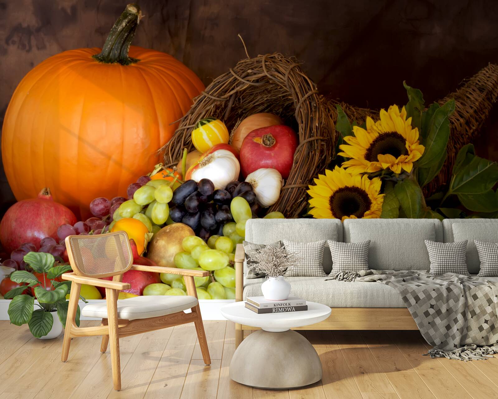 Fototapeta skład owoców i słoneczników