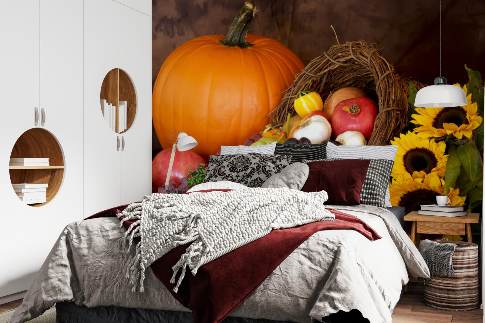 Fototapeta skład owoców i słoneczników