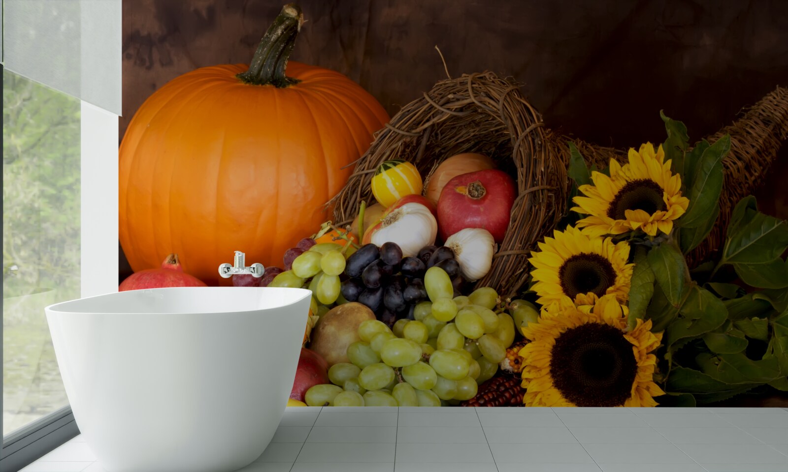 Fototapeta skład owoców i słoneczników