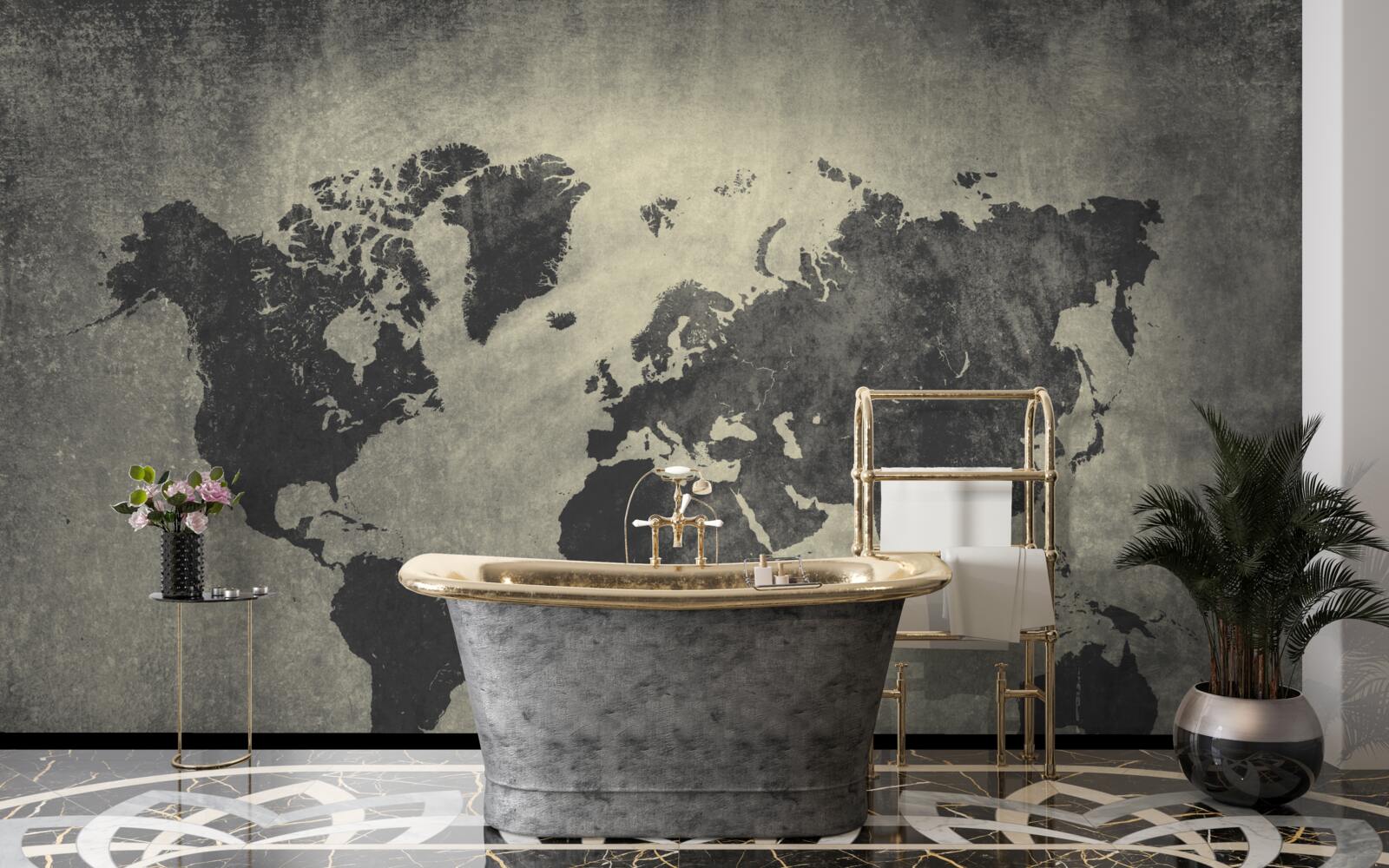 Fototapeta sylwetki państw na betonowej ścianie