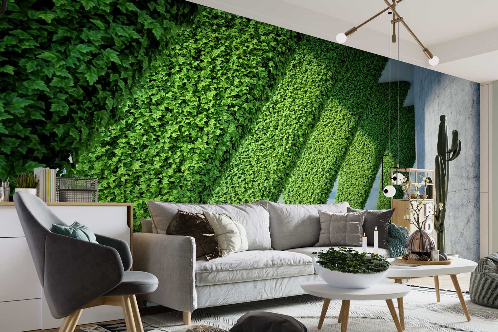 Fototapeta na filarach w korytarzu znajdują się zielone rośliny