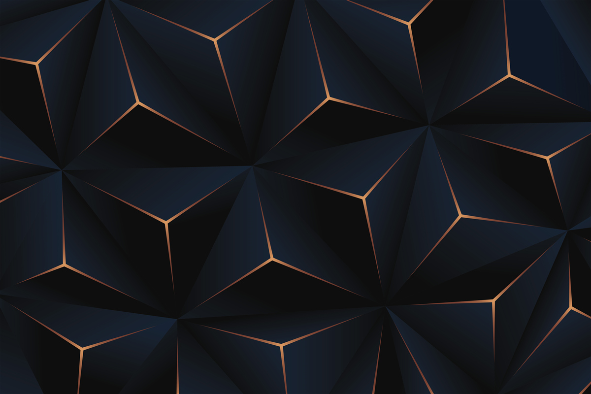 Fototapeta wolumetryczne czarne piramidy ze złotymi krawędziami