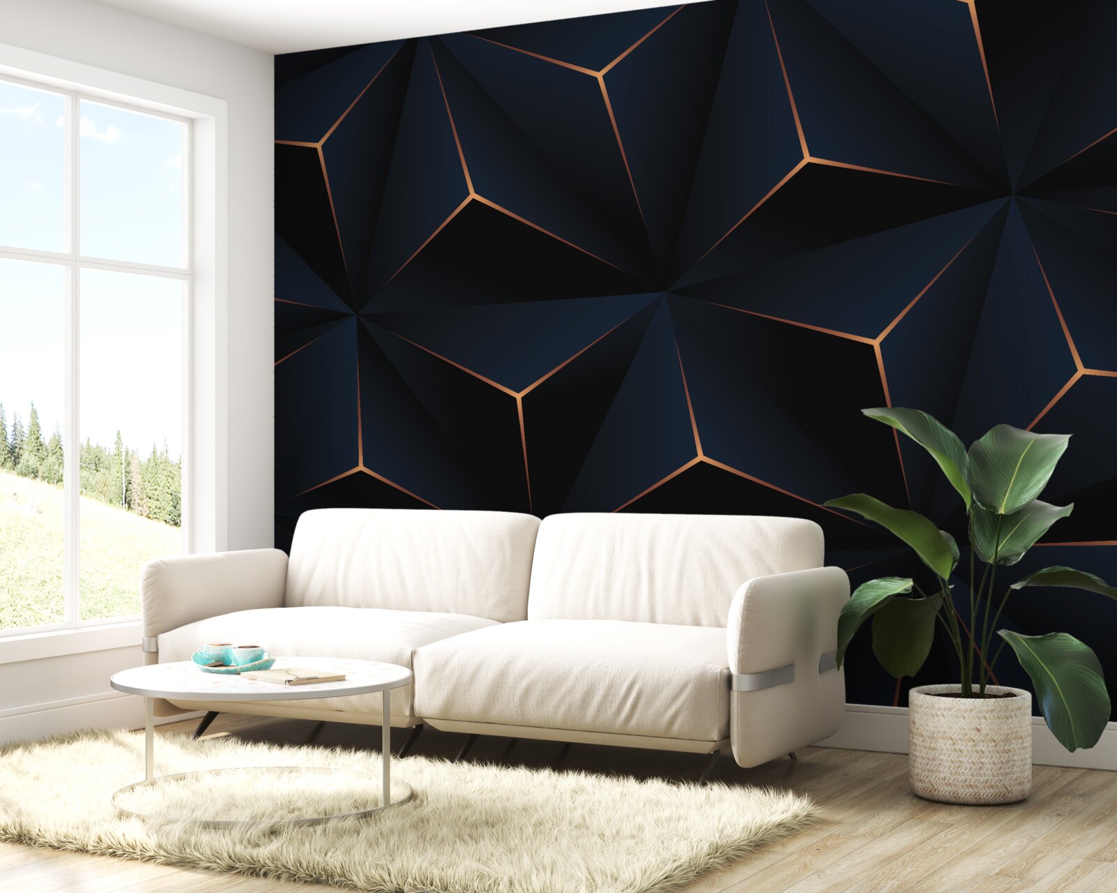 Fototapeta wolumetryczne czarne piramidy ze złotymi krawędziami