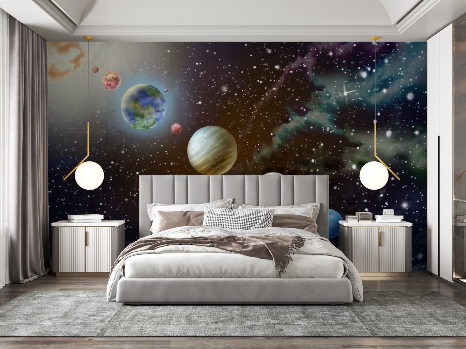 Fototapeta planety w kosmosie są ustawione w kolejce