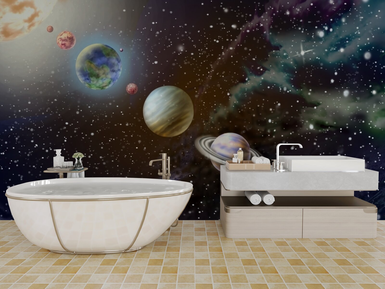 Fototapeta planety w kosmosie są ustawione w kolejce